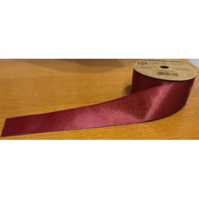 Wstążka satynowa metalik Burgundy Gold 3,8 cm