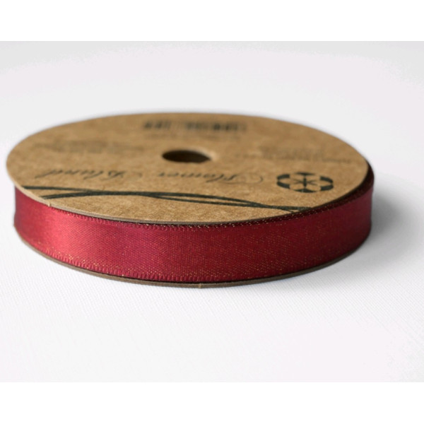 Wstążka satynowa metalik burgundy gold 1,2 cm