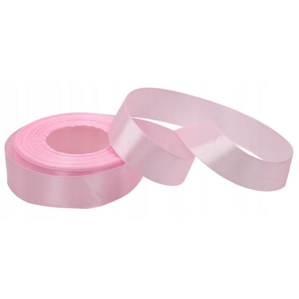 Taśma satynowa 32 m x 2,5 cm LIGHT PINK