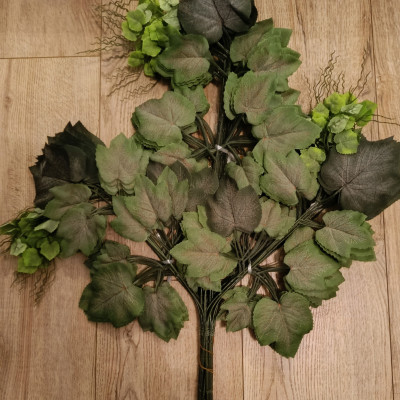 Liście winogrona omszałe gałązka, 64 cm, 12 szt.