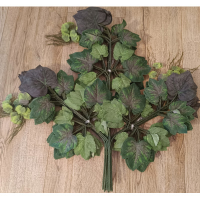 Liście winogrona omszałe z fioletem gałązka, 64 cm, 12 szt.
