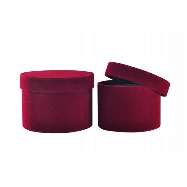 FLOWER BOX WELUR  BURGUNDY Komplet 2 szt.