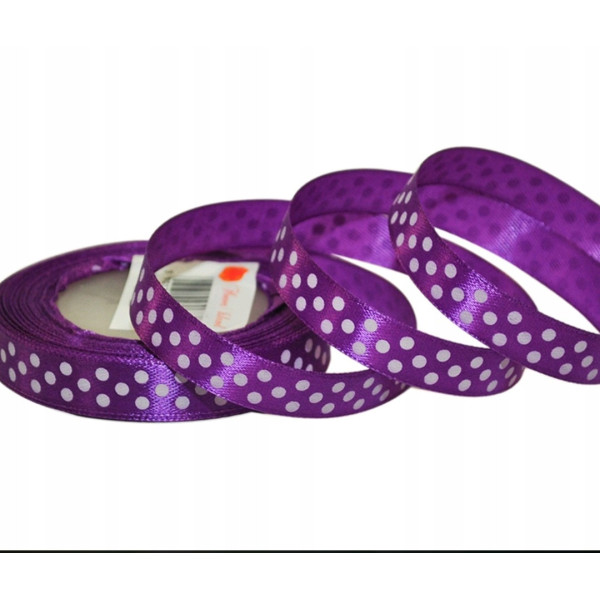 Wstażka kropki 1,2 cm dark plum