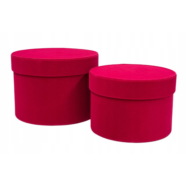 FLOWER BOX WELUR Komplet 2 szt. AMARANT