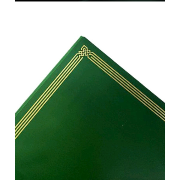 Folia Florystyczna w Arkuszach 58 X 58 cm 20 sztuk DK GREEN/GOLD