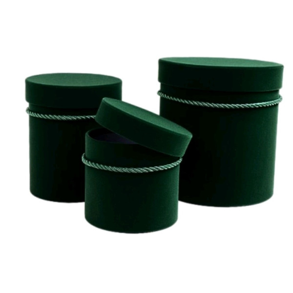 Flower Box welur 3 szt. BOTTLE GREEN