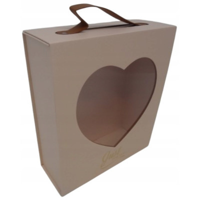 Flower box pudełko z przeźroczystą szybką/z okienkiem serce 25x10cm 29cm