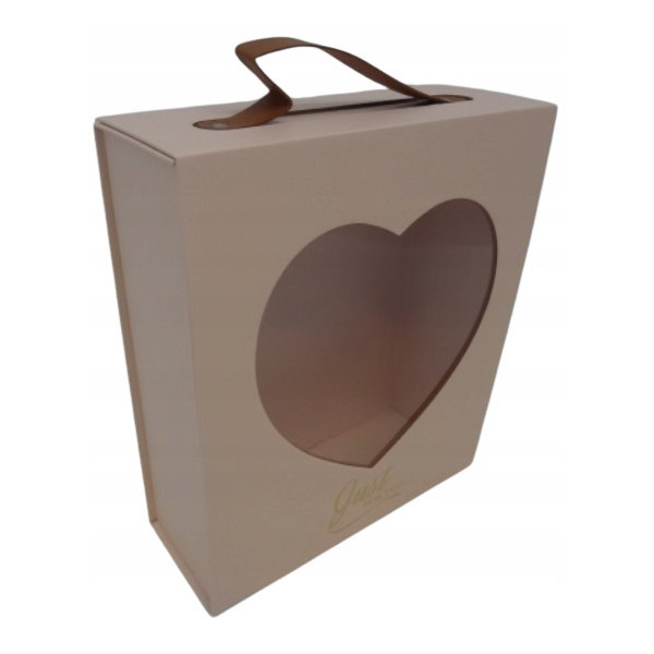 Flower box pudełko z przeźroczystą szybką/z okienkiem serce 25x10cm 29cm