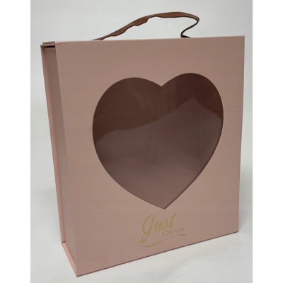 Flower box pudełko z przeźroczystą szybką/z okienkiem serce 25x10cm 29cm