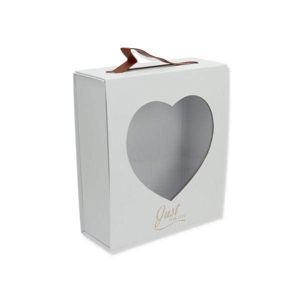 Flower box pudełko z przeźroczystą szybką/z okienkiem serce 25x10cm 29cm