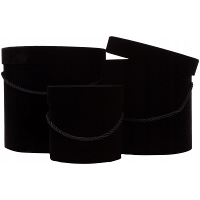 Flower Box welur 3 szt. CZARNY