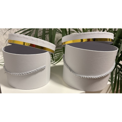 FLOWER BOX BIAŁY KOMPLET 2 SZT.b Złoty pasek
