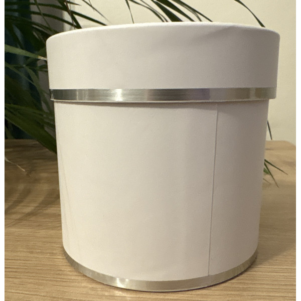 FLOWER BOX PUDEŁKO NA KWIATY PREZENT BIAŁY PASEK SILVER