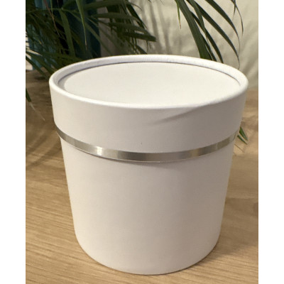 FLOWER BOX PUDEŁKO NA KWIATY PREZENT BIAŁY PASEK SILVER