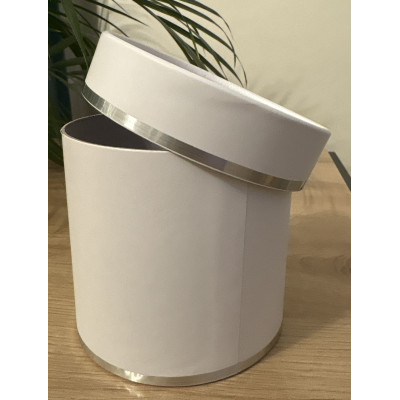 FLOWER BOX PUDEŁKO NA KWIATY PREZENT BIAŁY PASEK SILVER