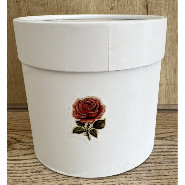 FLOWER BOX PUDEŁKO NA KWIATY PREZENT BIAŁY RÓŻA 12 cm