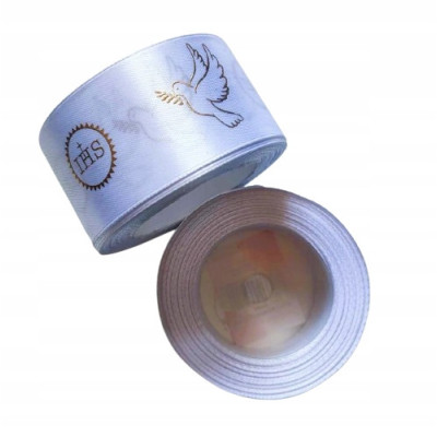 Wstążka tasiemka Satynowa Pierwsza Komunia Święta 3,8 cm 20Y