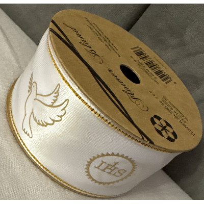 Wstążka tasiemka Satynowa Pierwsza Komunia Święta 3,8 cm 20Y