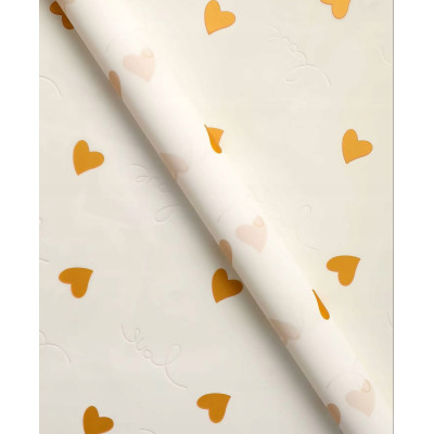 Folia Papier Florystyczny do Bukietu Walentynki Biały Złote serca 58cm 20sz