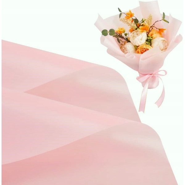 Folia florystyczna do pakowania 50cmx8m Blady róż Półprzezroczysta SWM-26